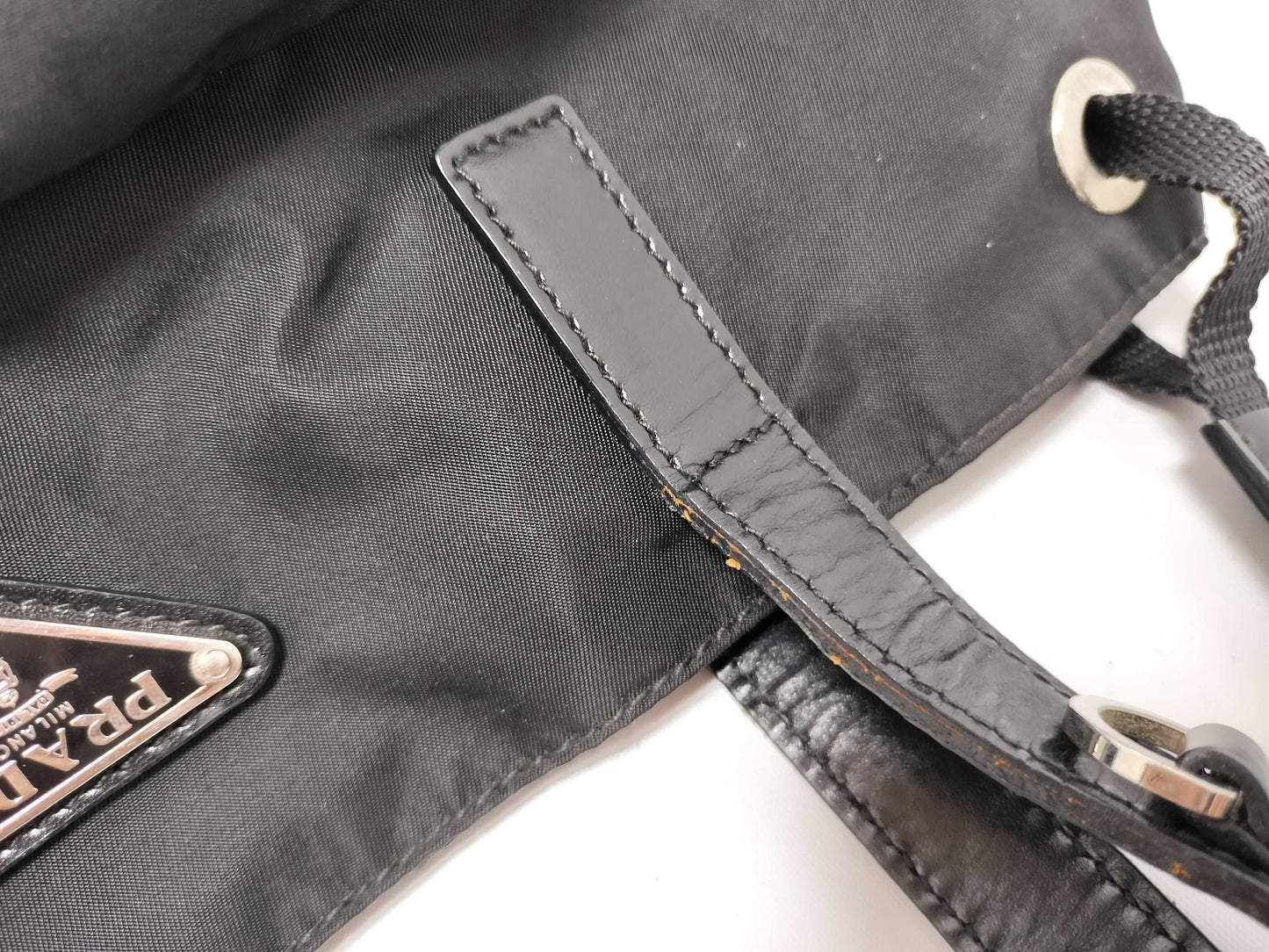 PRADA Nylon Pocket Bag BR3257 Triangle Logo Black Tote Bag