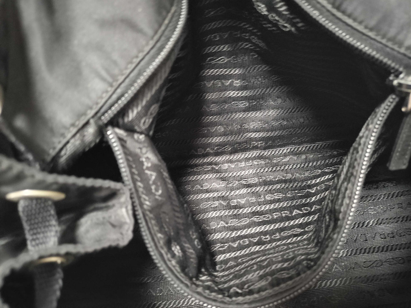 PRADA Nylon Pocket Bag BR3257 Triangle Logo Black Tote Bag