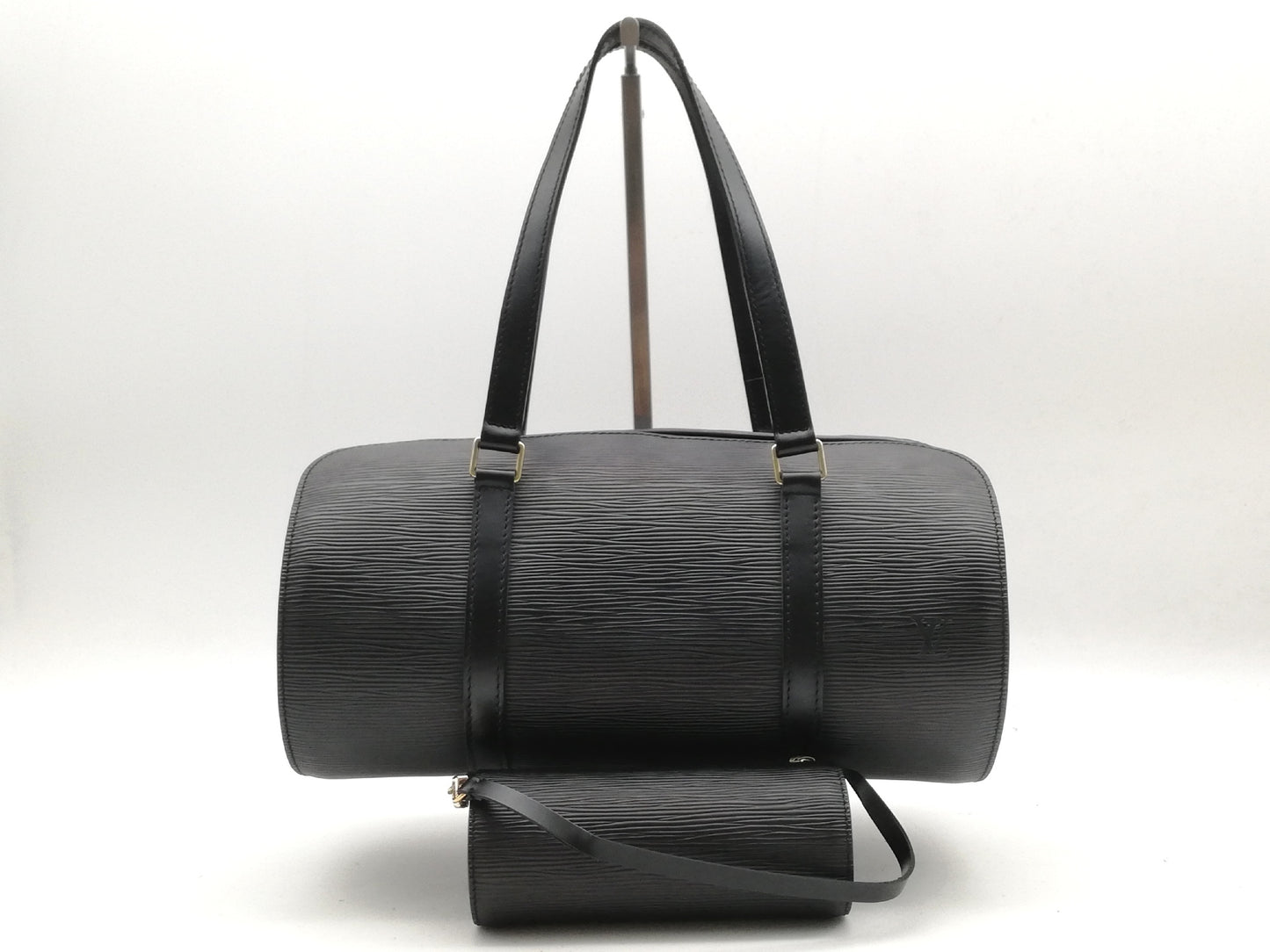 LOUIS VUITTON Epi Soufflot M52222 Noir Handbag with Pouch