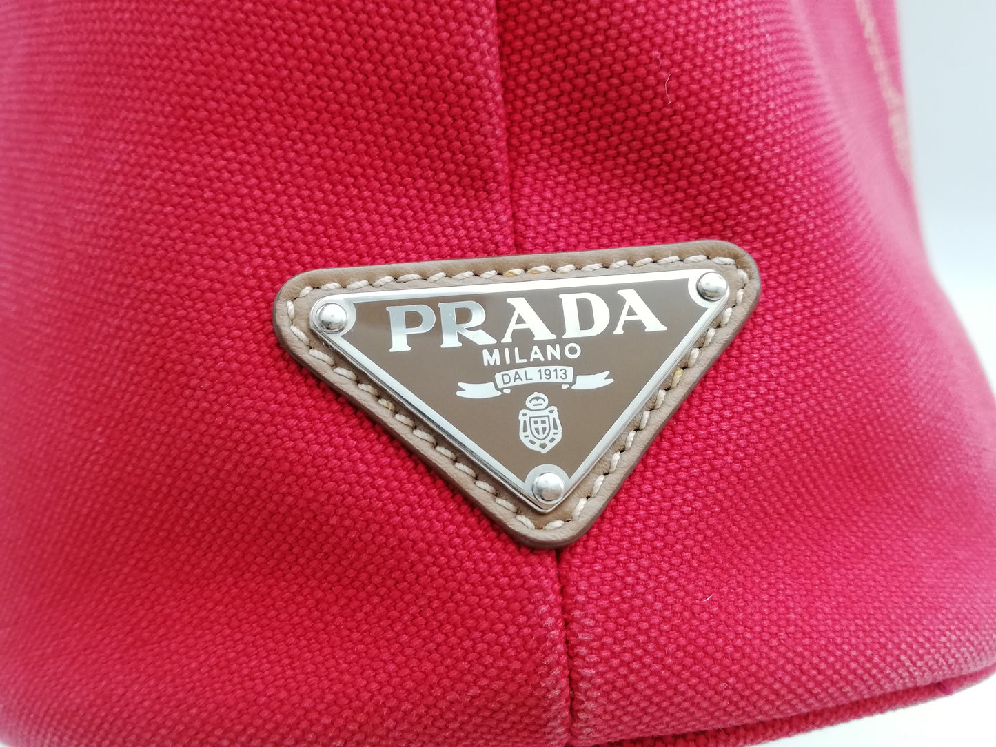 PRADA Canapa Red Shoulder Strap Tote Bag