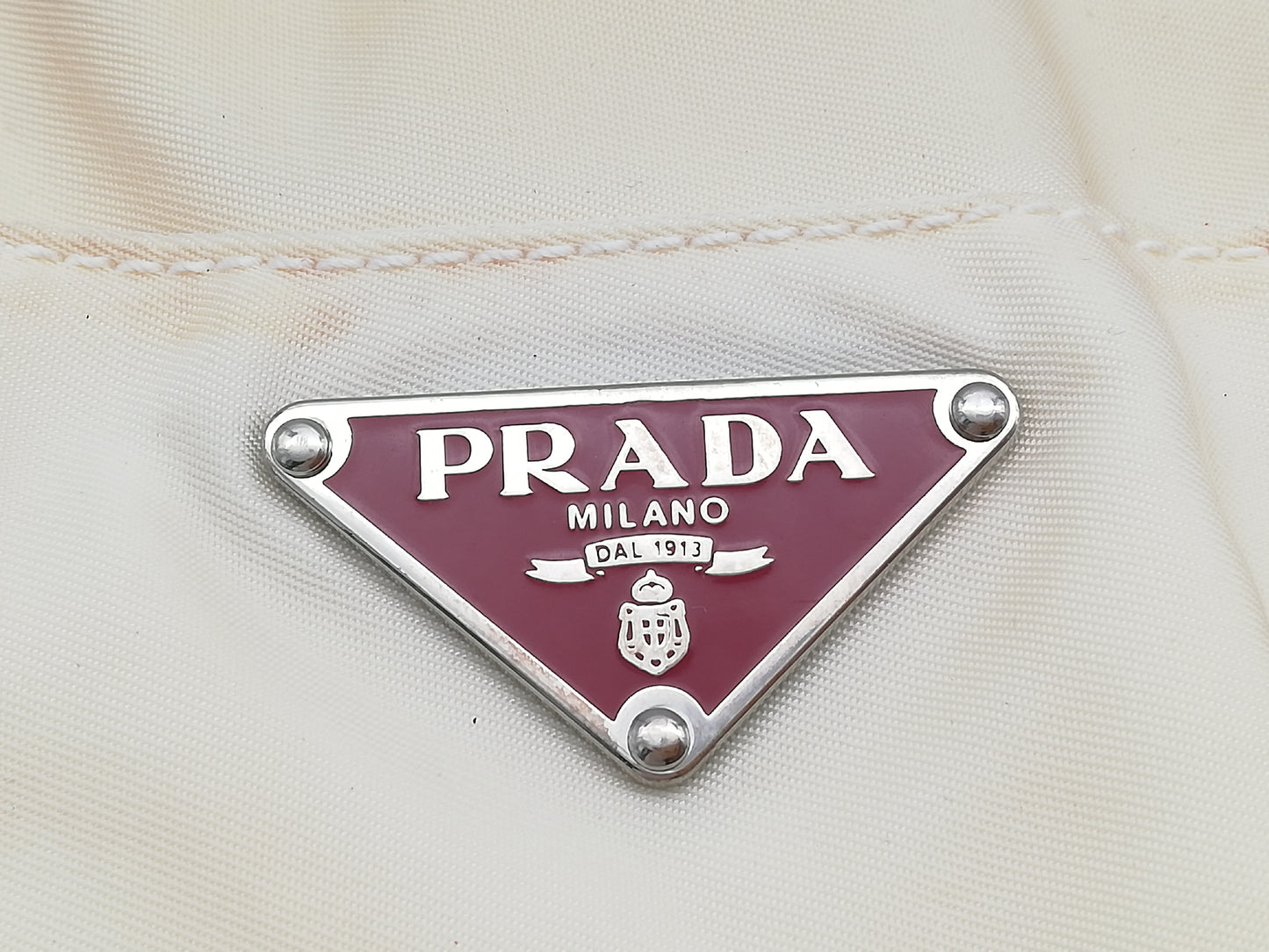 PRADA Tessuto Ivory Red Shoulder Bag