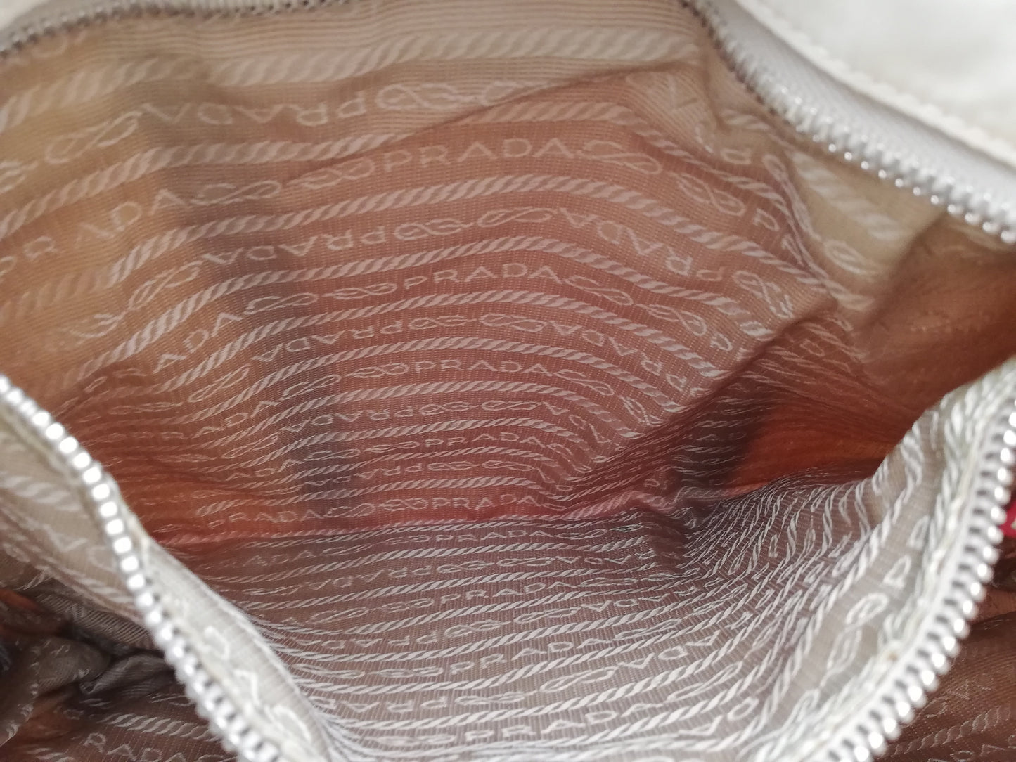PRADA Tessuto Ivory Red Shoulder Bag