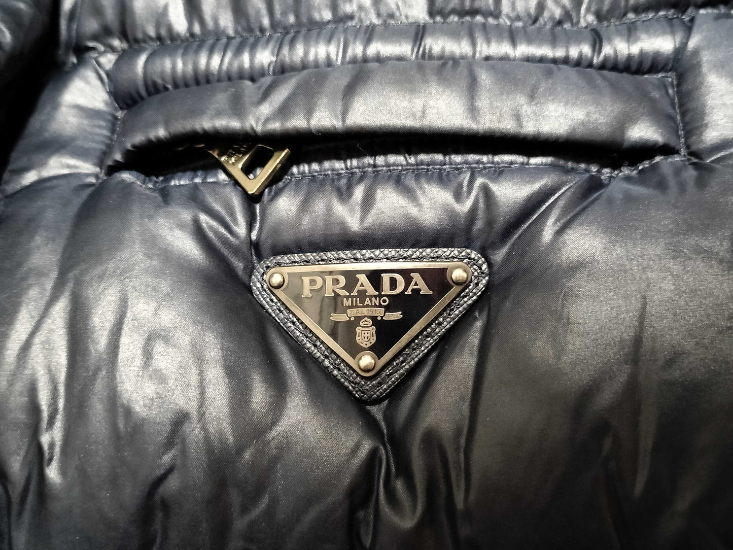 PRADA Prada Down Vest with Triangle Logo Plate, Size 48