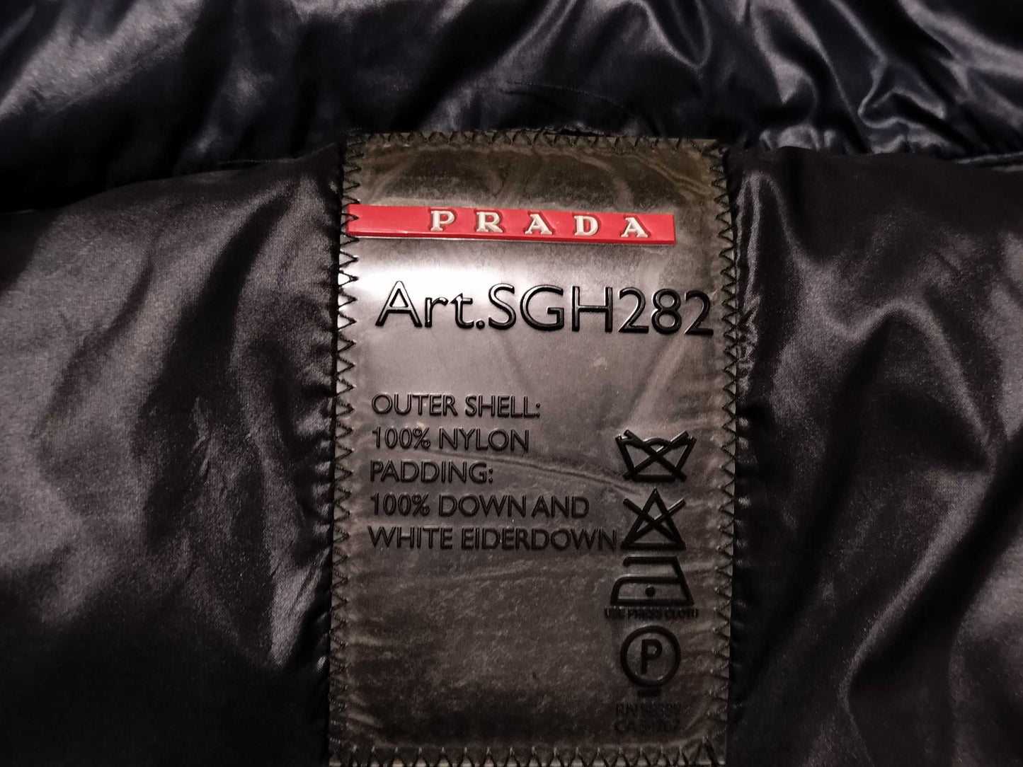 PRADA Prada Down Vest with Triangle Logo Plate, Size 48