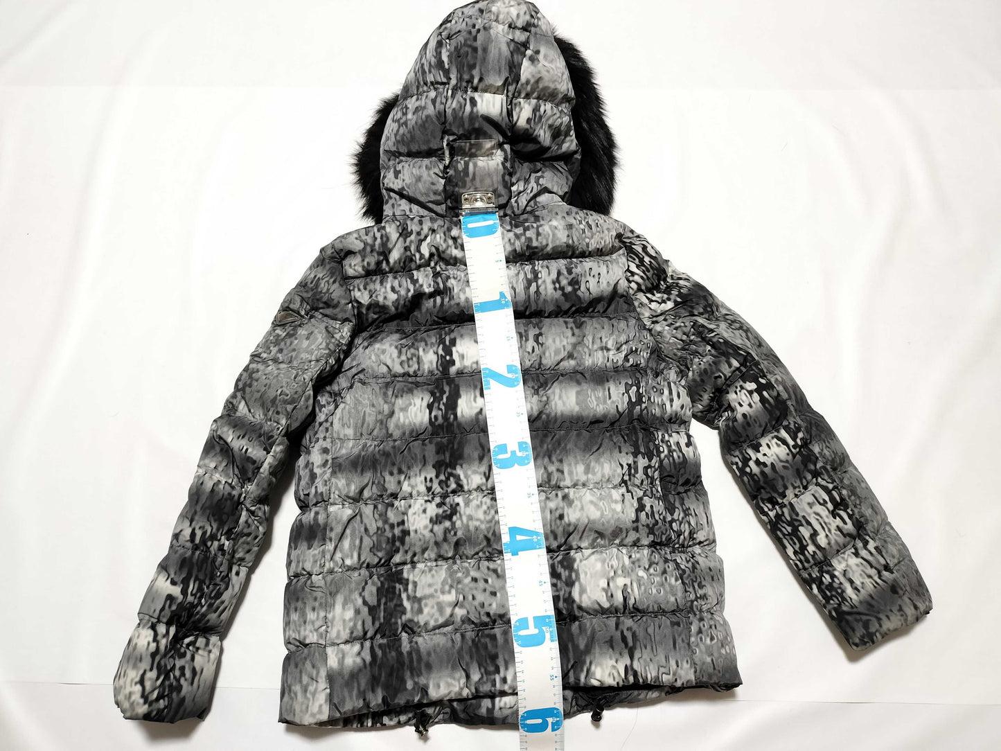 PRADA Prada Down Jacket with Triangle Logo Plate and Fur, Size 40