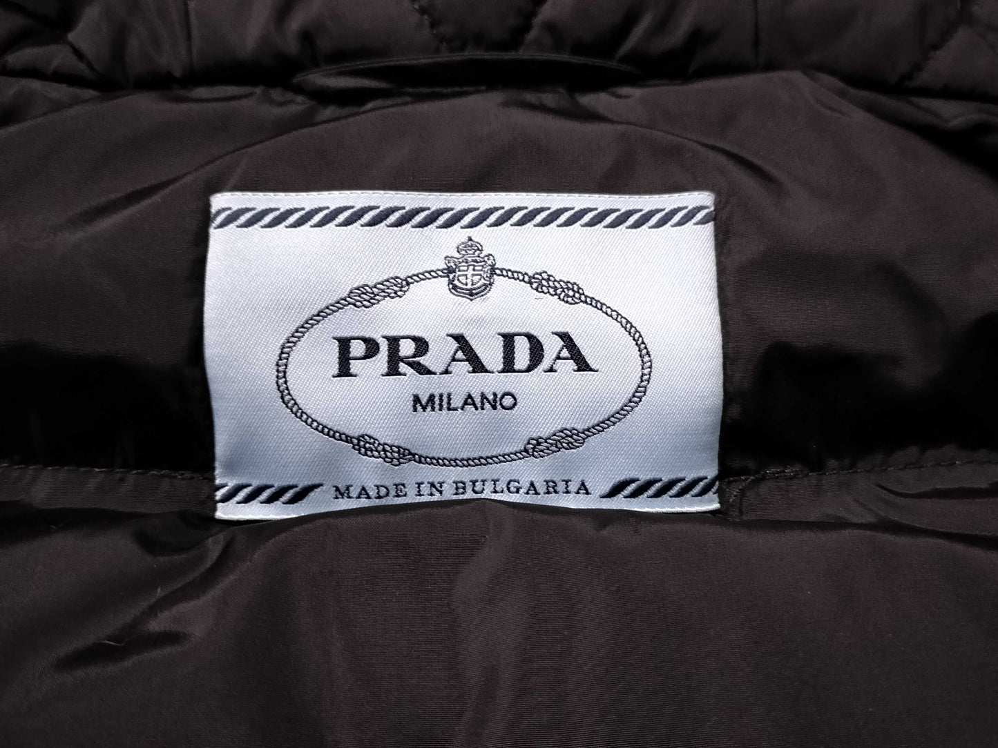 PRADA Prada Down Jacket with Triangle Logo Plate and Fur, Size 40