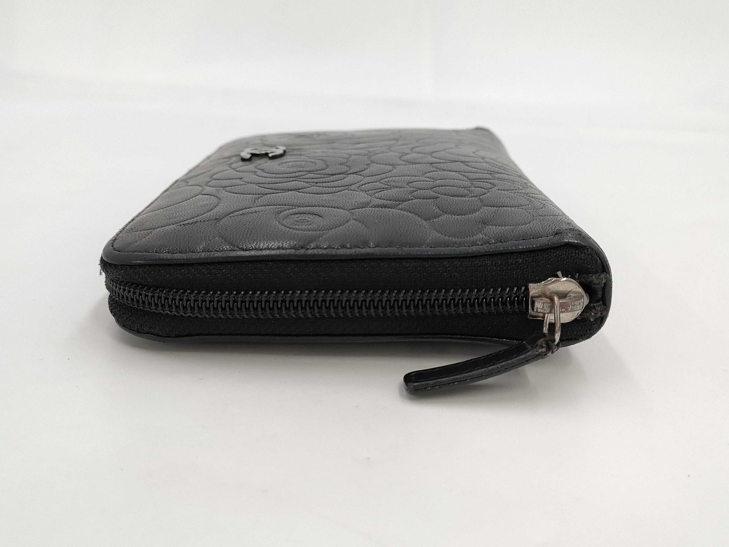 CHANEL Camellia Long Wallet Organizer Black Wallet