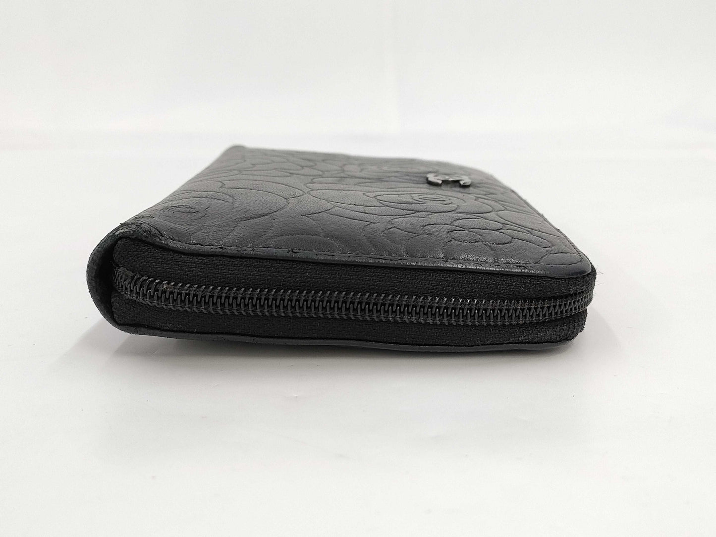 CHANEL Camellia Long Wallet Organizer Black Wallet