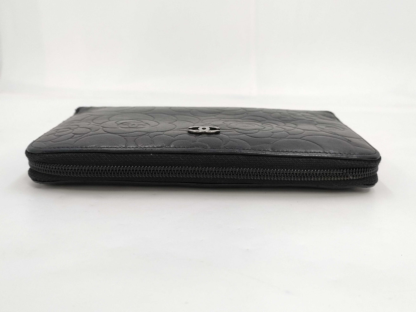 CHANEL Camellia Long Wallet Organizer Black Wallet