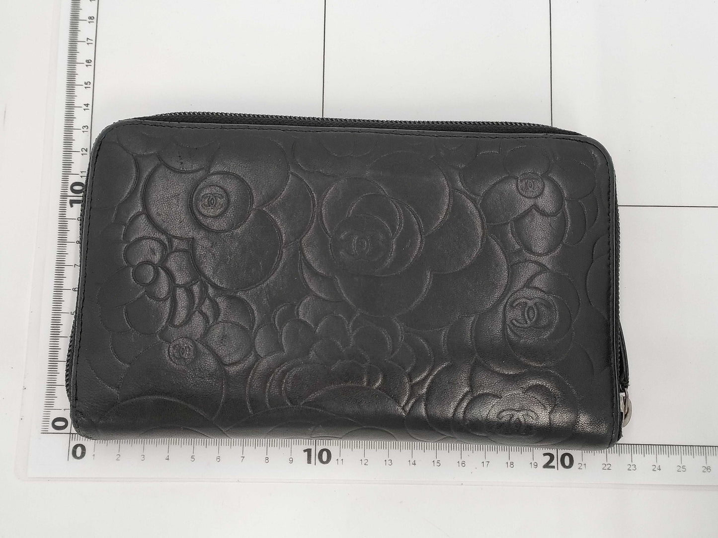 CHANEL Camellia Long Wallet Organizer Black Wallet