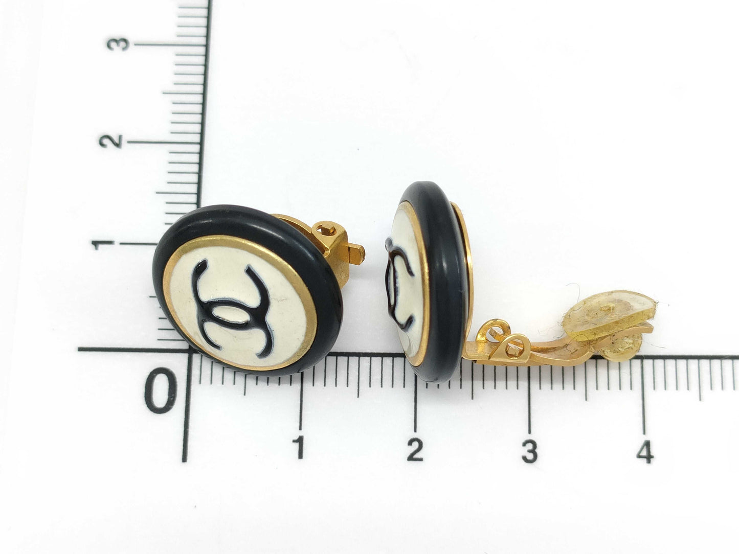 CHANEL Coco Mark Black and White 96A Earrings