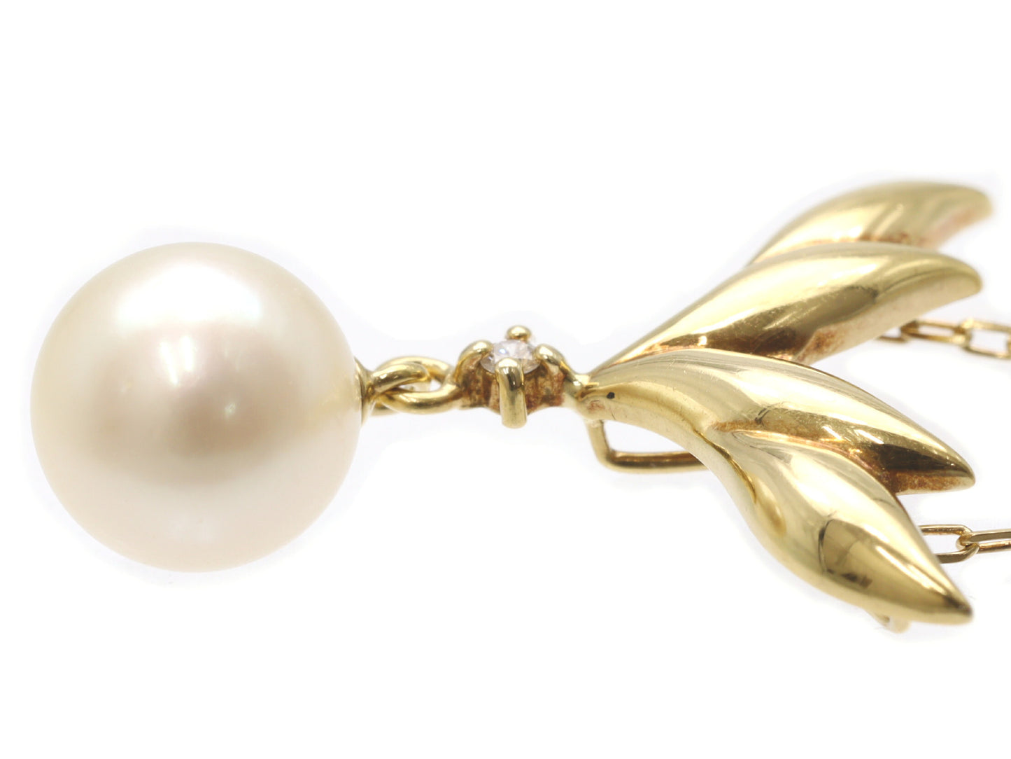 MIKIMOTO Pearl Diameter Approx. 7.6mm Diamond 18K Gold 3.1g Necklace
