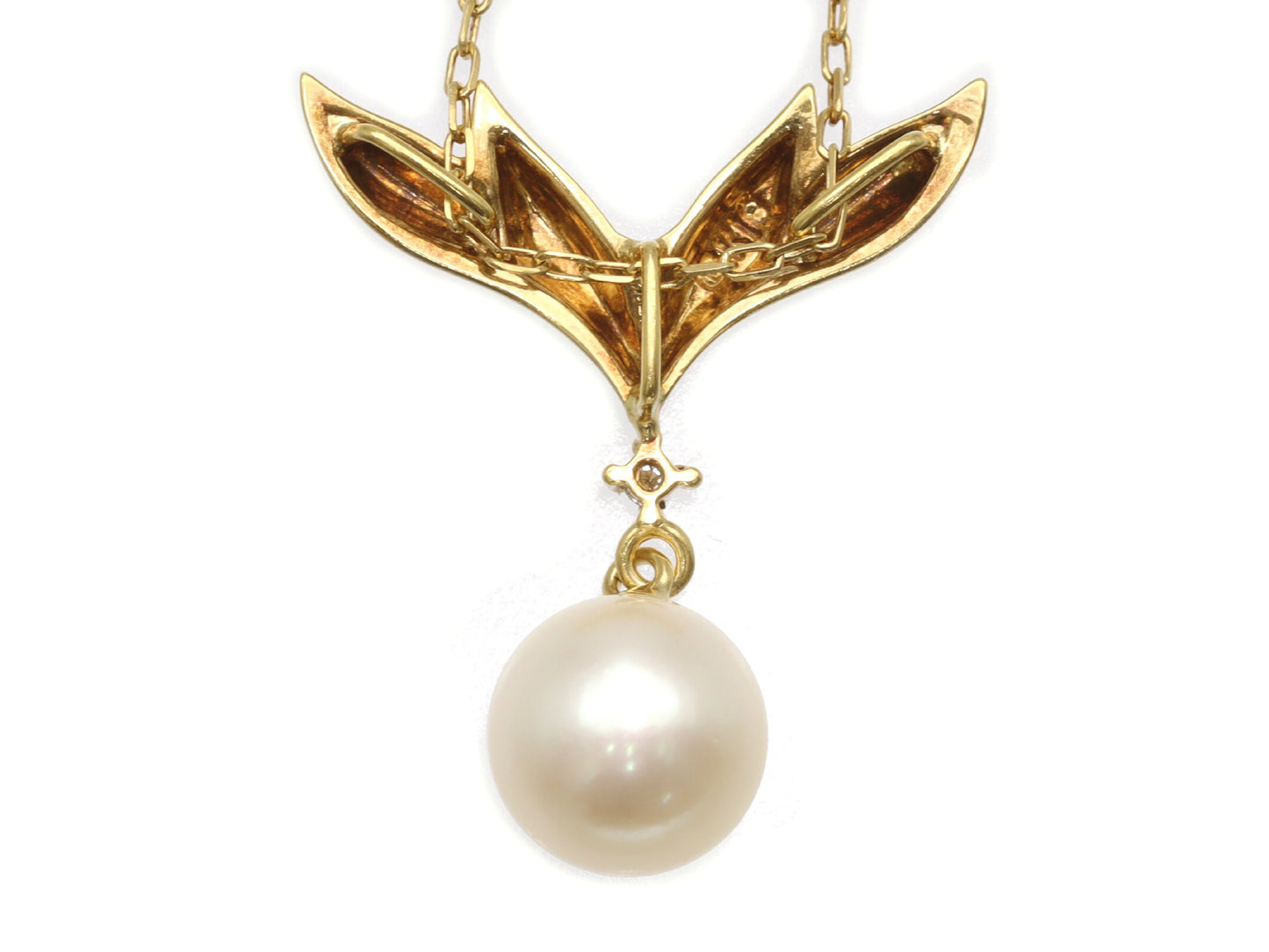MIKIMOTO Pearl Diameter Approx. 7.6mm Diamond 18K Gold 3.1g Necklace