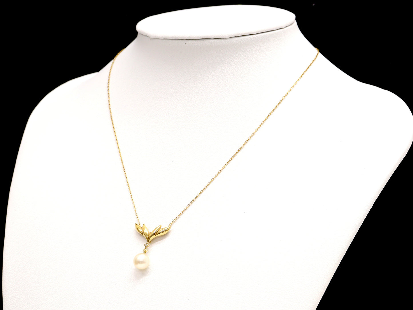 MIKIMOTO Pearl Diameter Approx. 7.6mm Diamond 18K Gold 3.1g Necklace