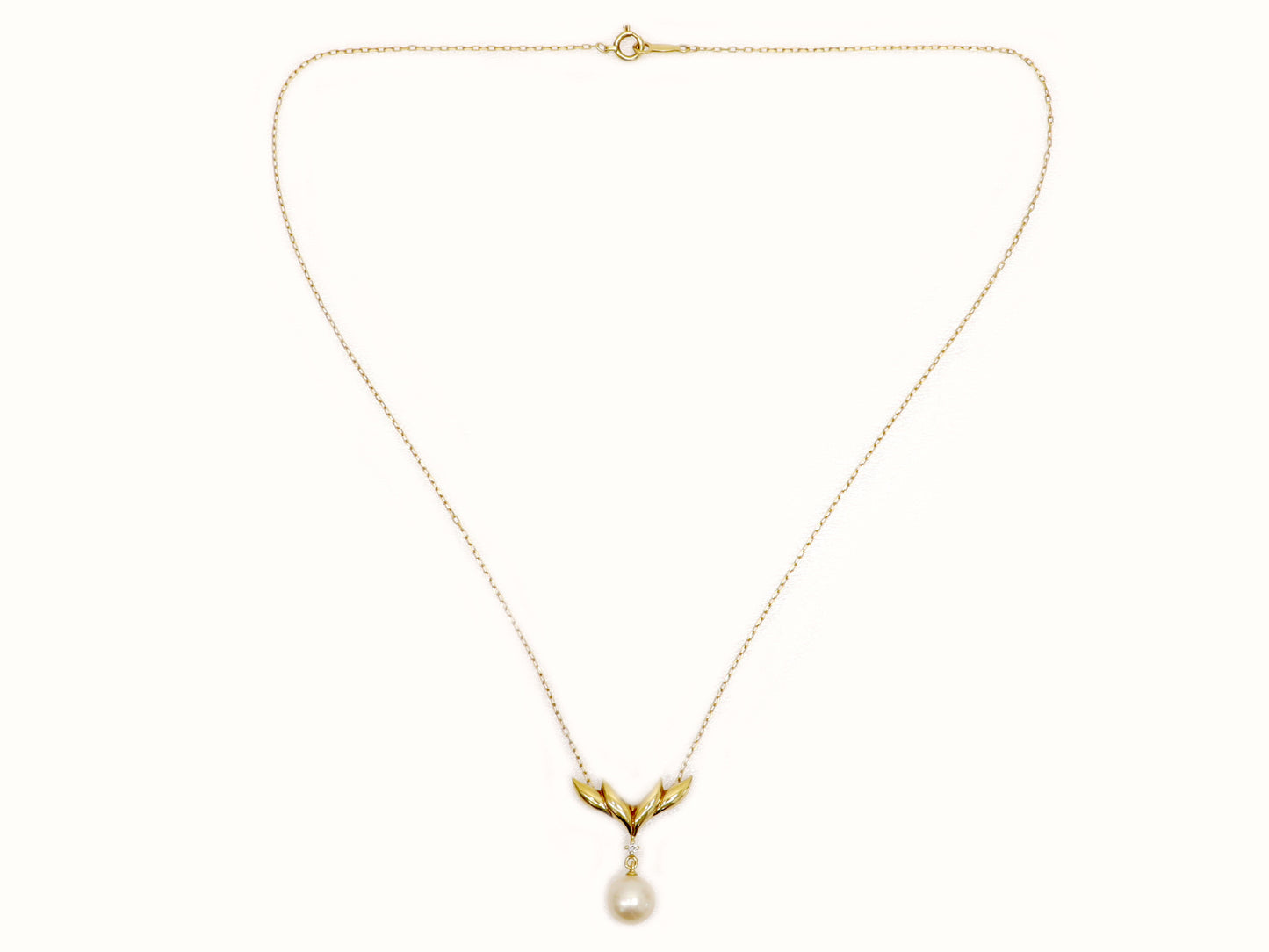 MIKIMOTO Pearl Diameter Approx. 7.6mm Diamond 18K Gold 3.1g Necklace