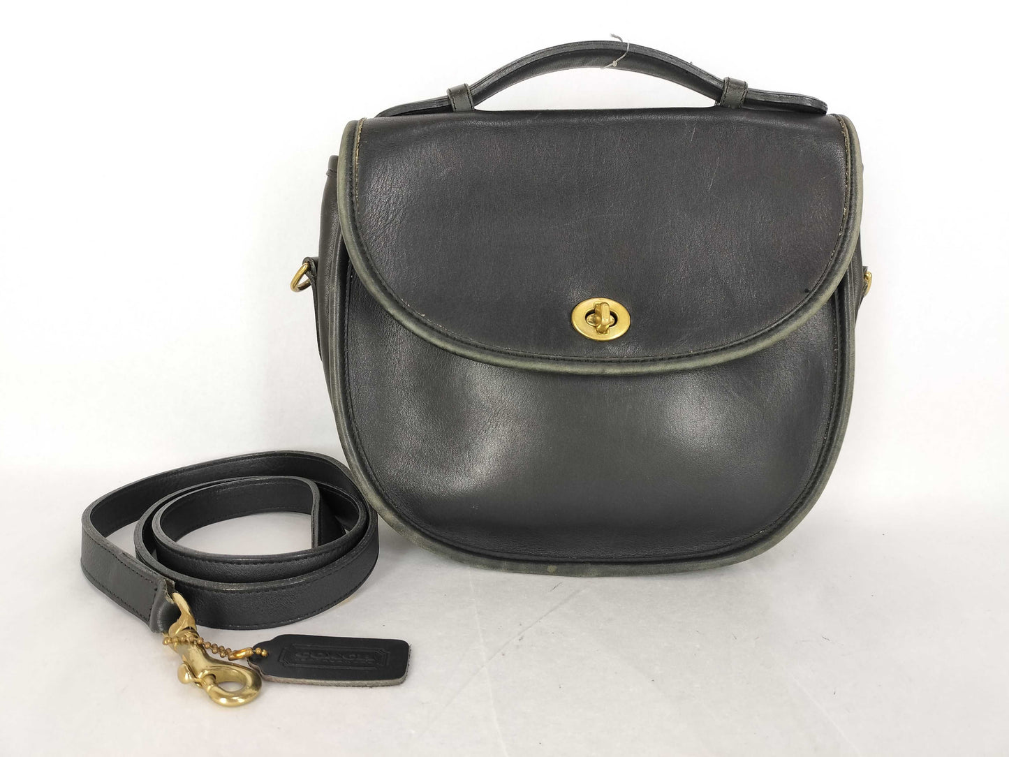 COACH 2-Way Leather Black Shoulder Bag