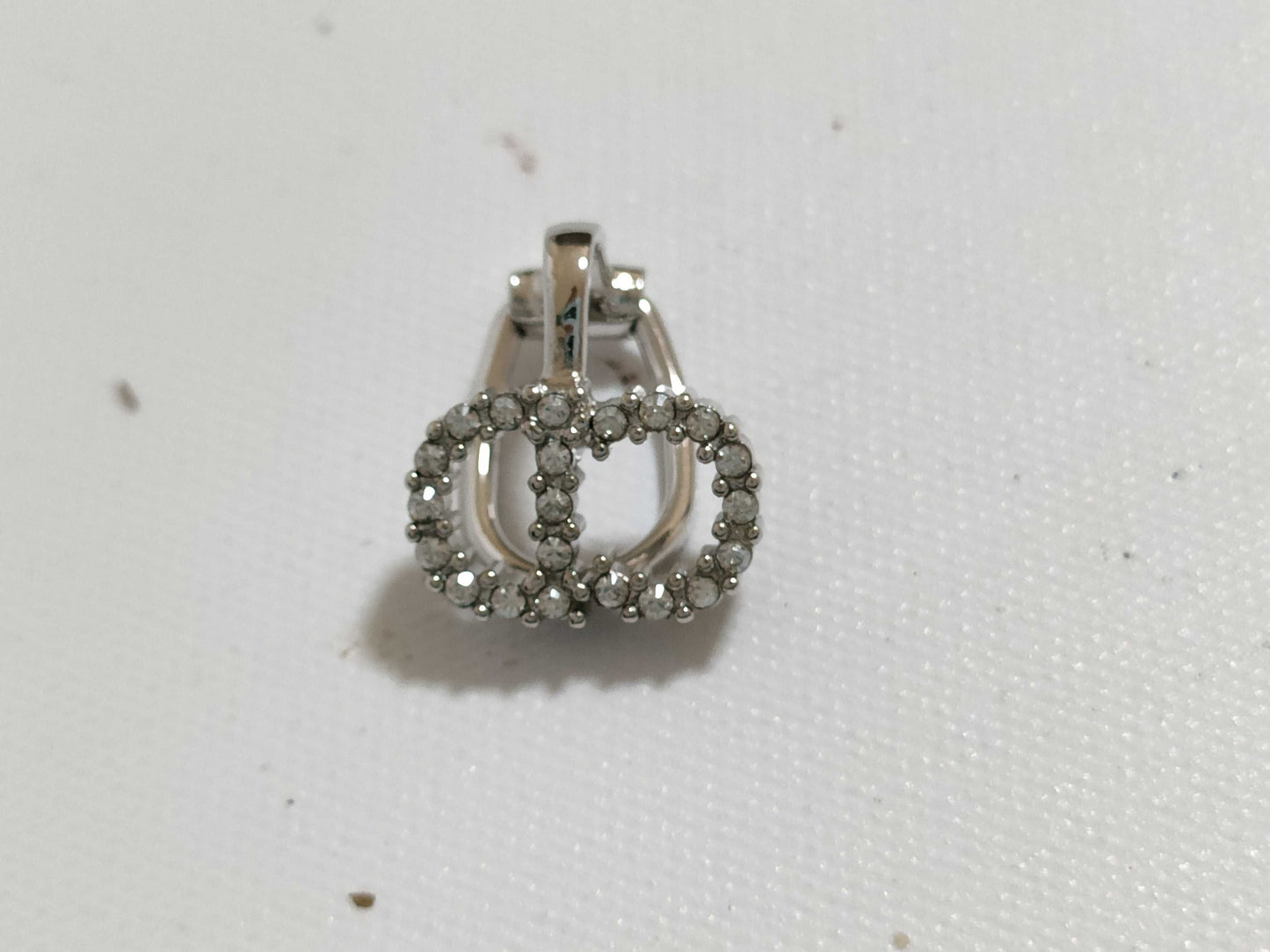 Dior Christian Dior CD Logo Rhinestone Clair D Lune Earrings