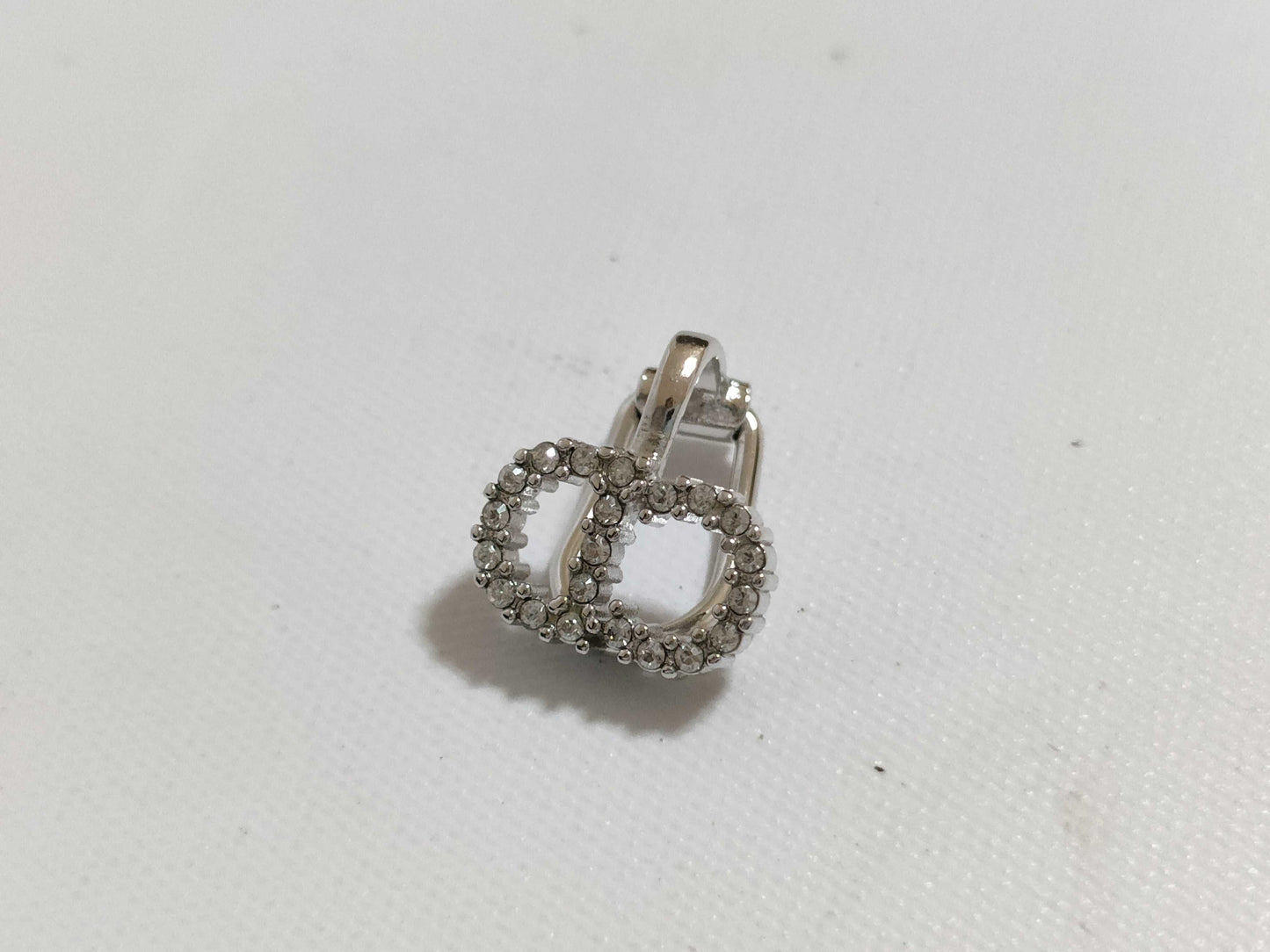 Dior Christian Dior CD Logo Rhinestone Clair D Lune Earrings