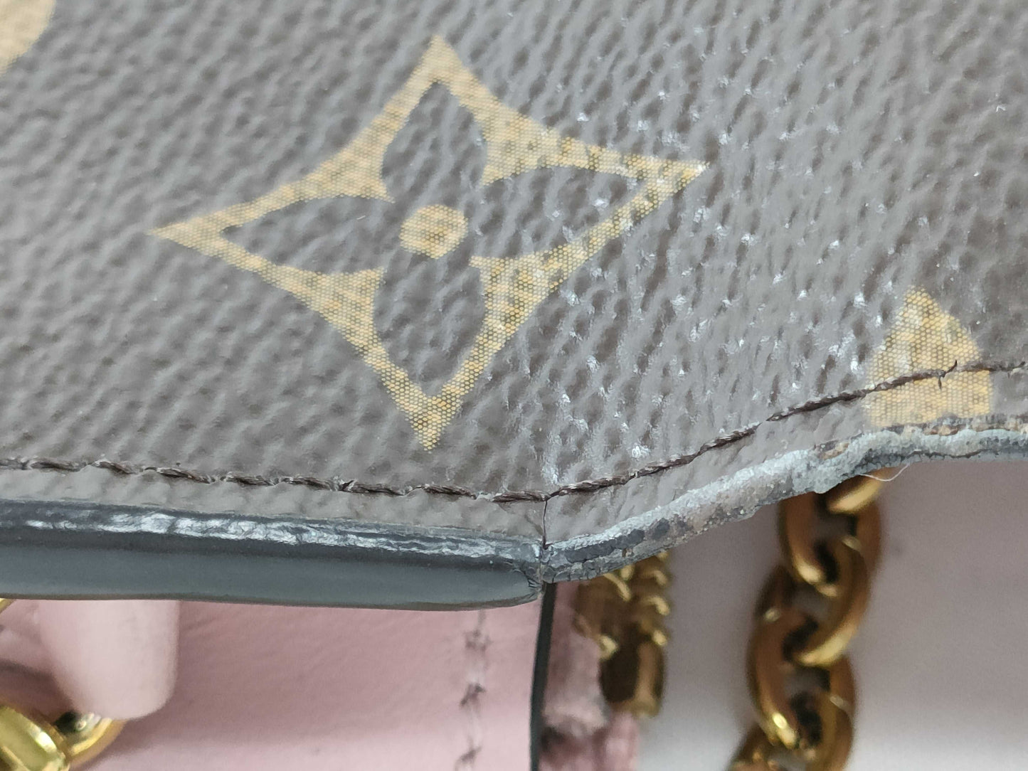 LOUIS VUITTON RFID Verified S N 4199 Monogram Louis Vuitton Monogram Portefeuille Flore Chain Rose Ballerine Shoulder Bag