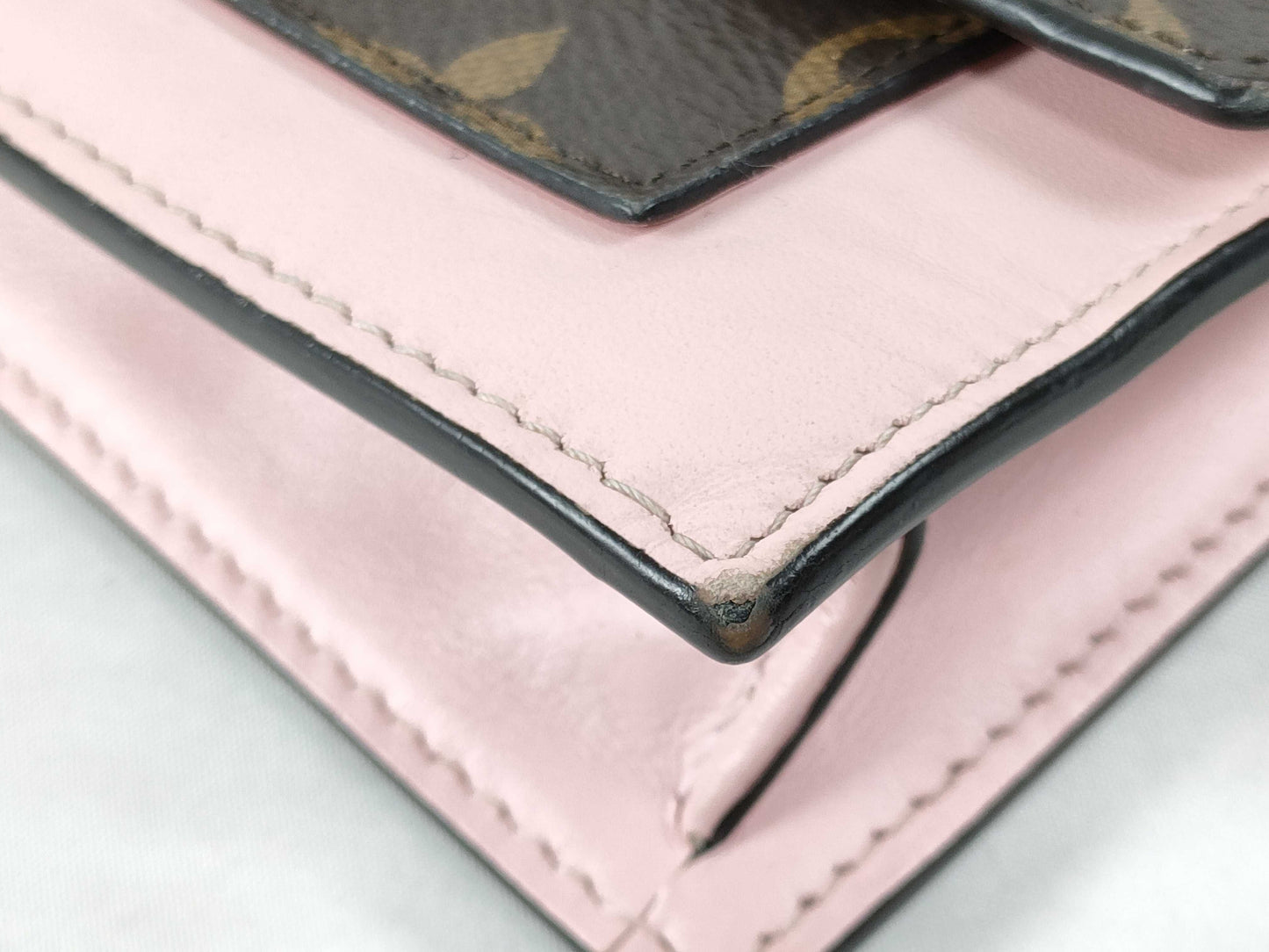 LOUIS VUITTON RFID Verified S N 4199 Monogram Louis Vuitton Monogram Portefeuille Flore Chain Rose Ballerine Shoulder Bag