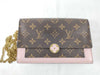 LOUIS VUITTON RFID Verified S N 4199 Monogram Louis Vuitton Monogram Portefeuille Flore Chain Rose Ballerine Shoulder Bag