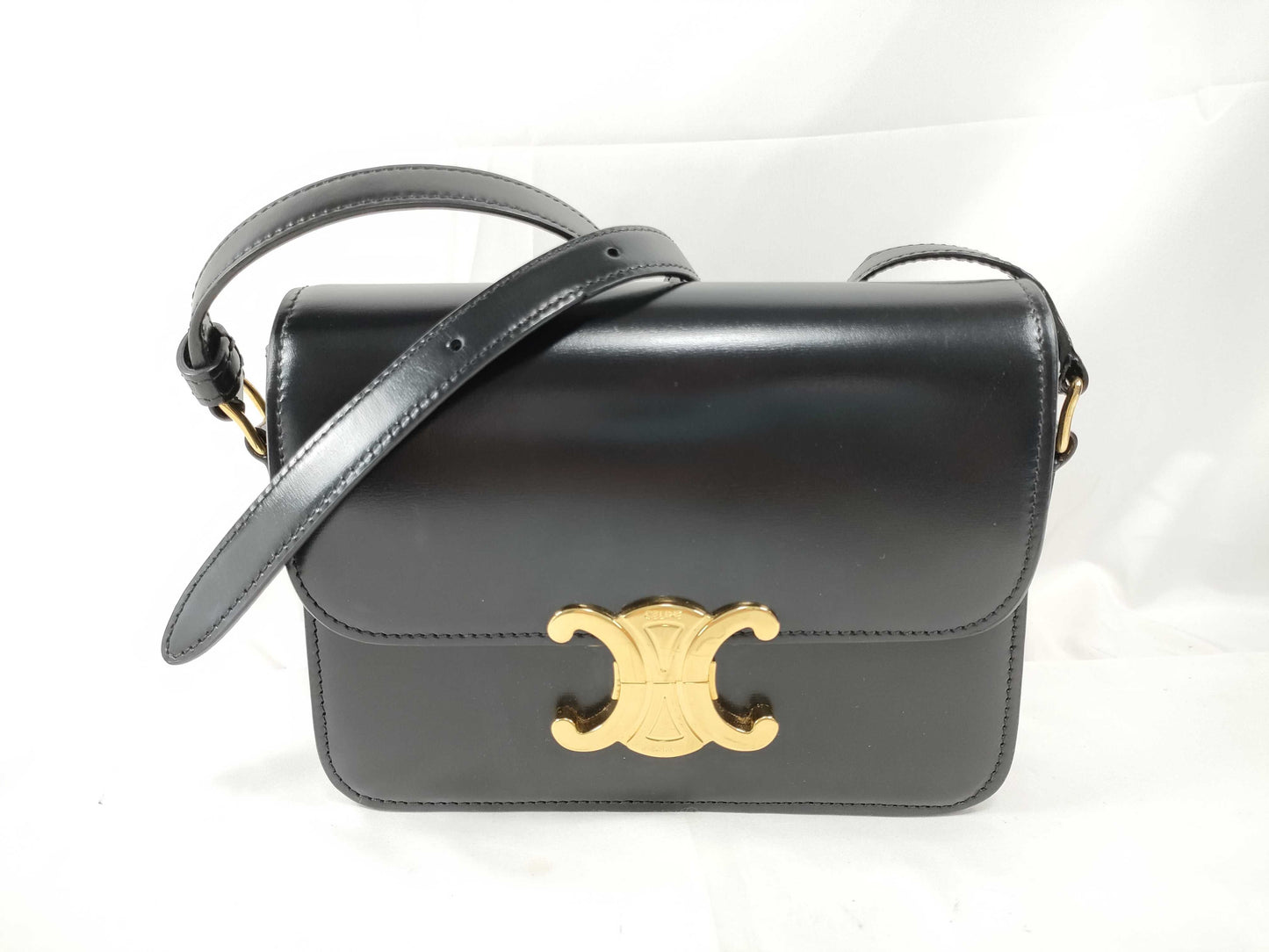 CELINE Teen Triomphe Small Shoulder Bag, Black