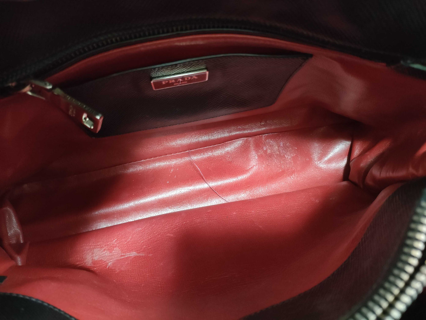 PRADA Prada Saffiano Cuir Handbag with Silver Hardware, Black