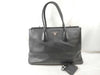 PRADA Prada Saffiano Cuir Handbag with Silver Hardware, Black