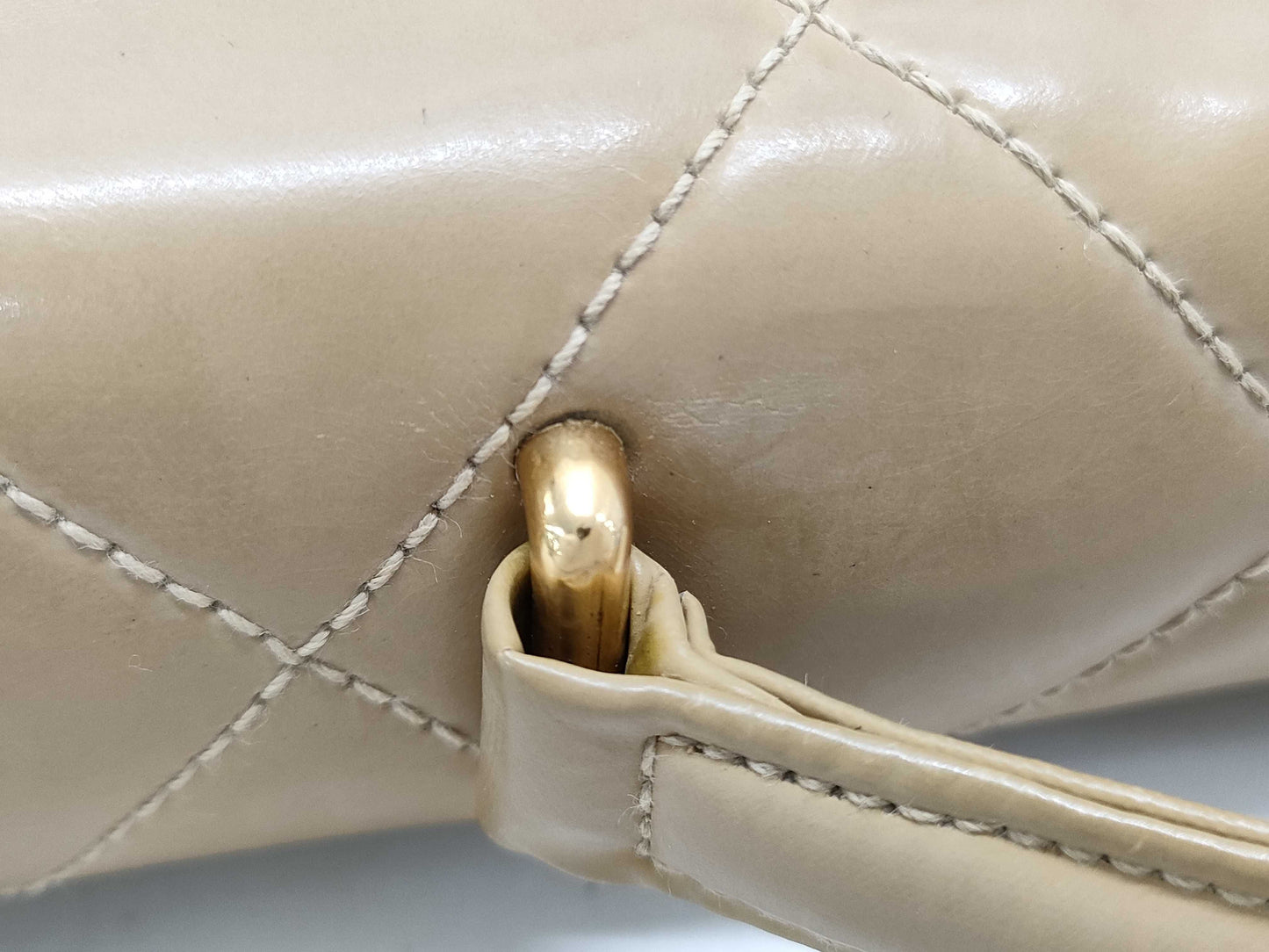 CHANEL Patent Beige Business Bag