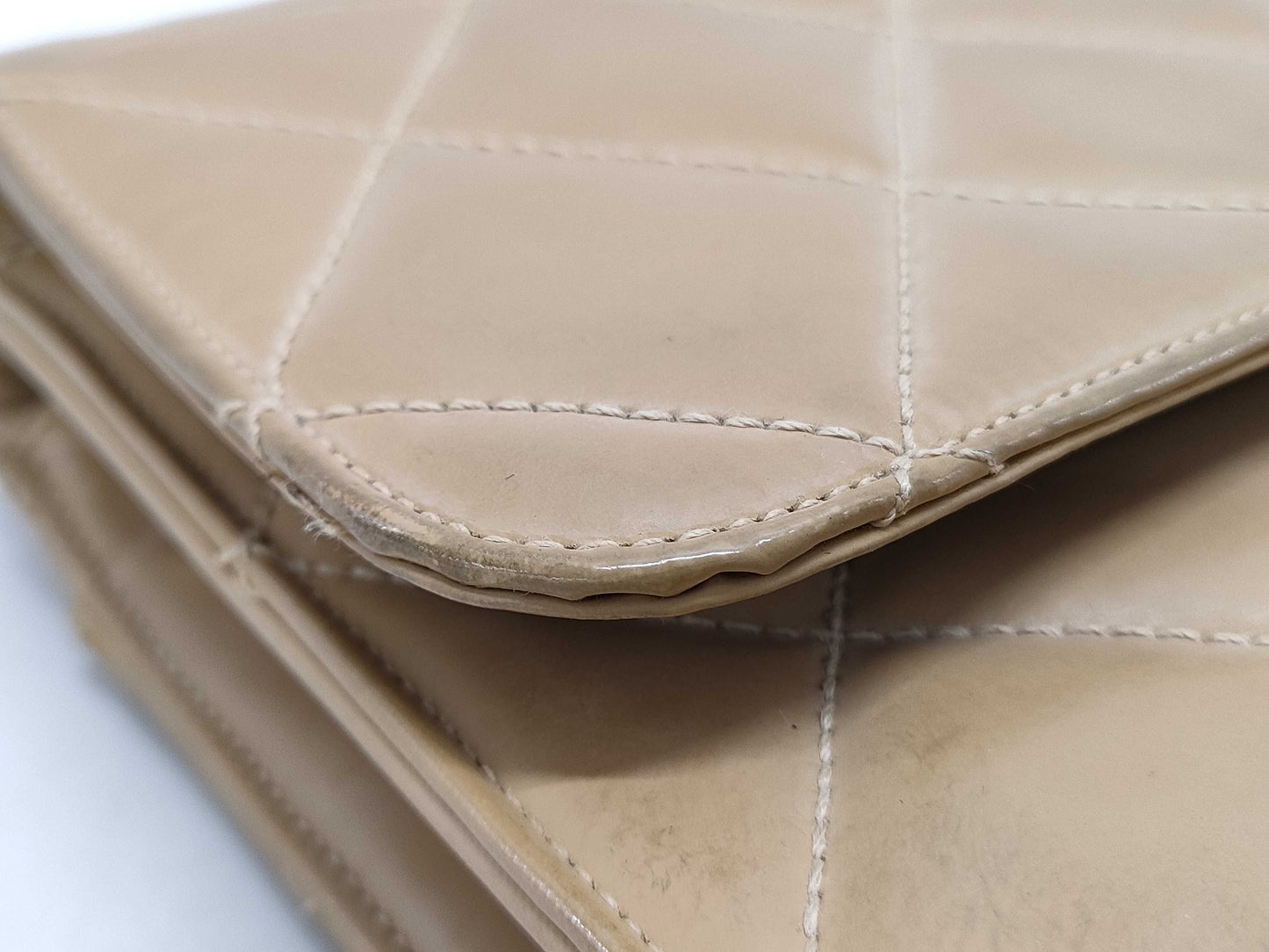 CHANEL Patent Beige Business Bag