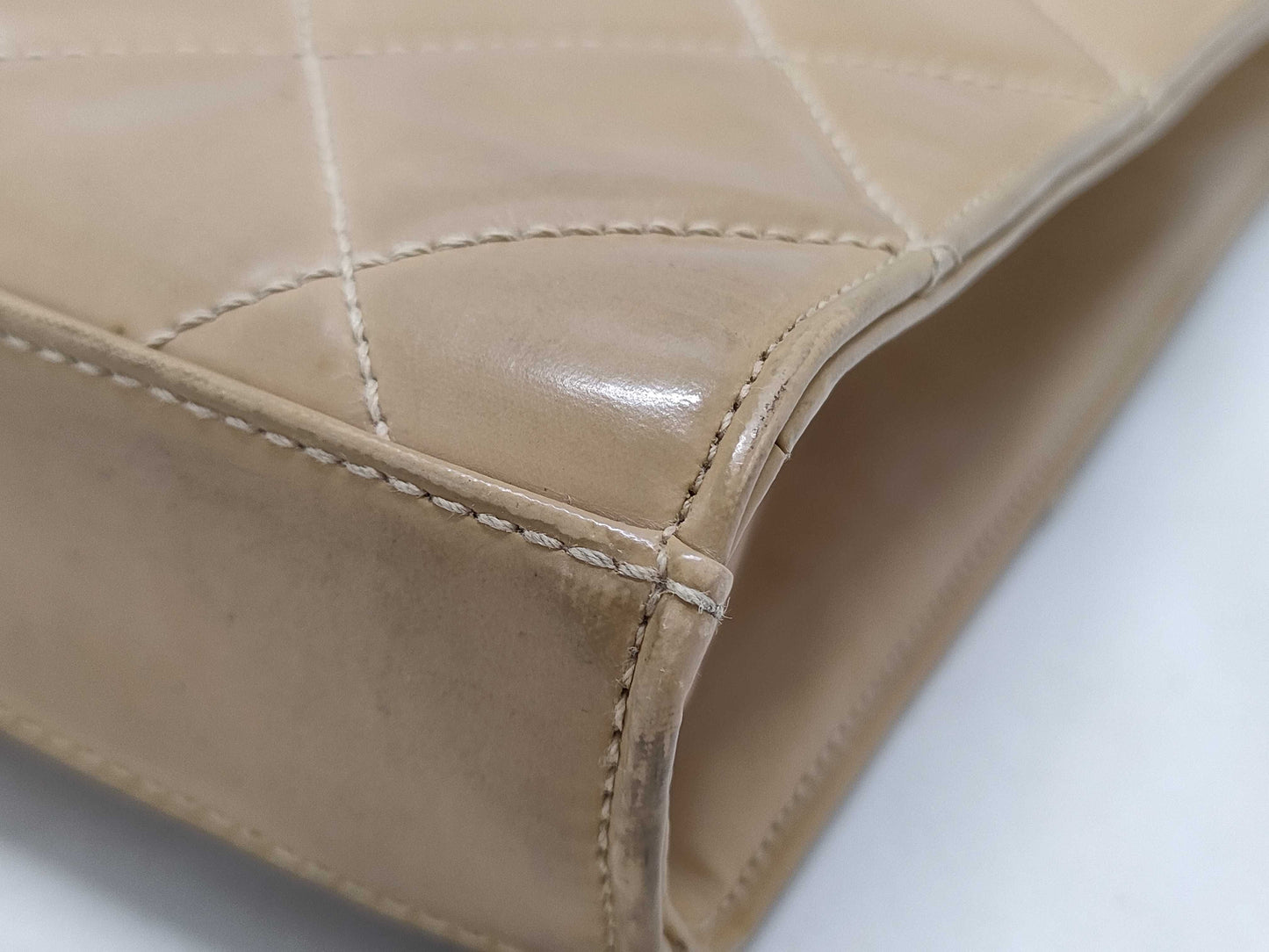 CHANEL Patent Beige Business Bag