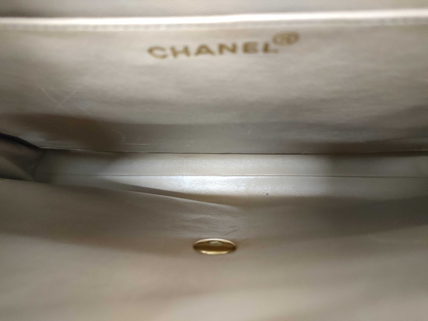 CHANEL Patent Beige Business Bag