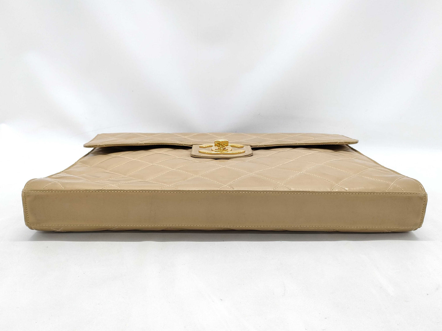 CHANEL Patent Beige Business Bag