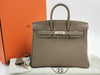 HERMES Birkin 25 Togo Etoupe Silver Hardware K Stamp Handbag