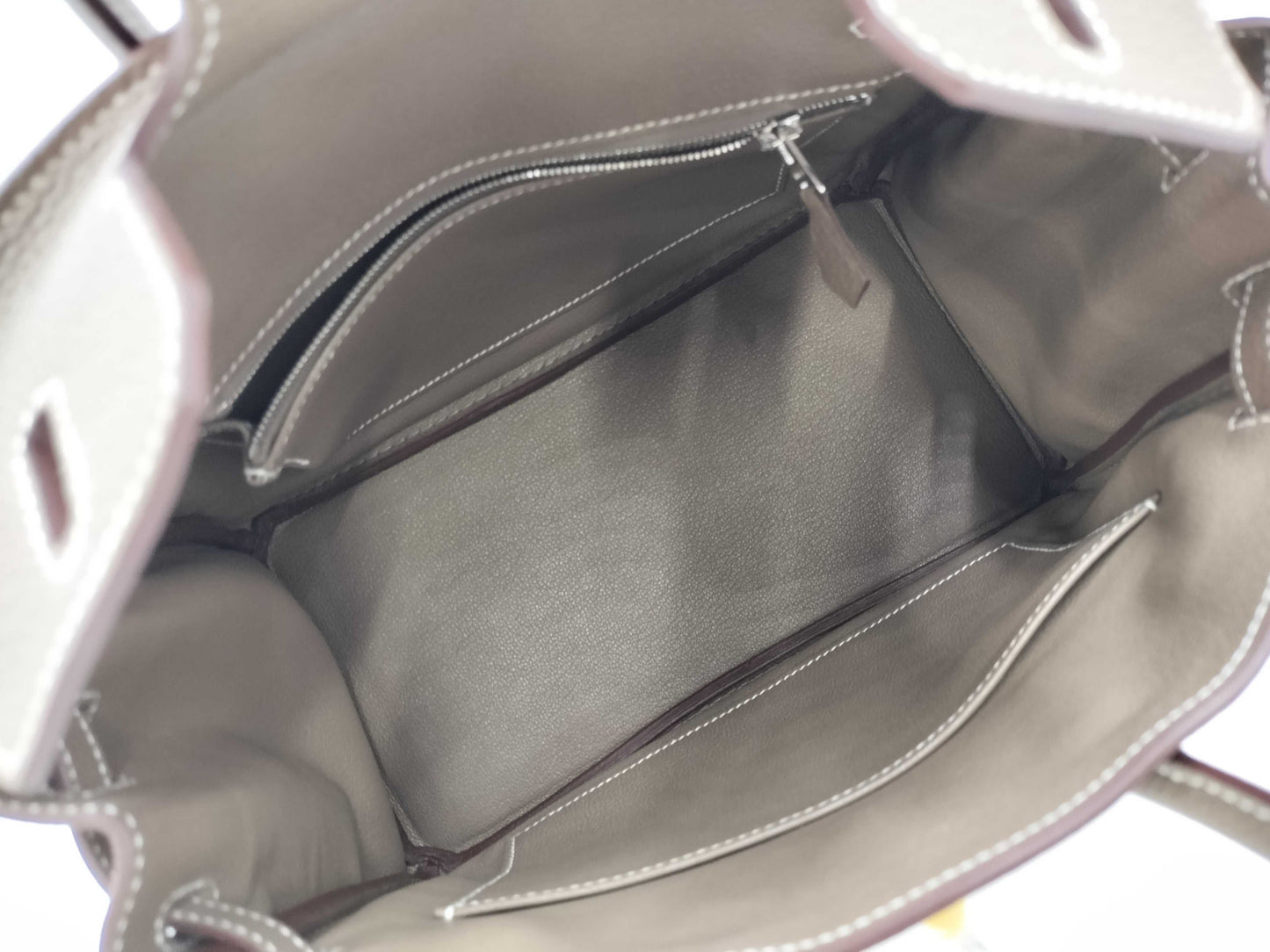 HERMES Birkin 25 Togo Etoupe Silver Hardware K Stamp Handbag