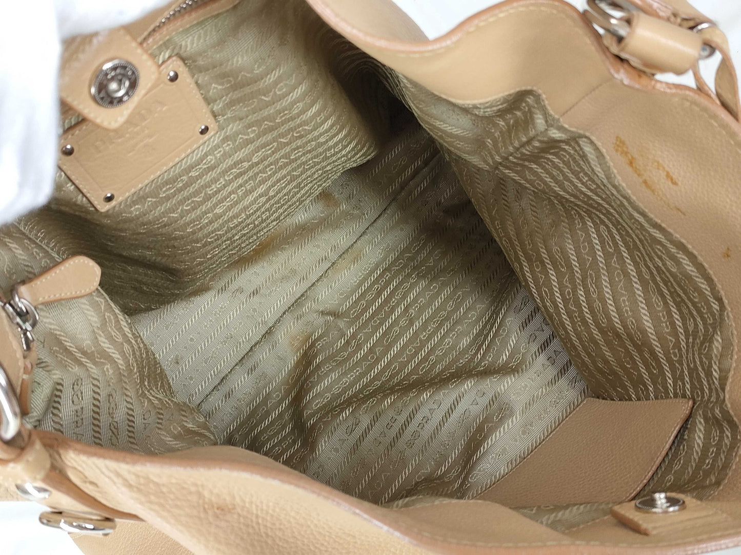 PRADA Vitello One-Shoulder Beige Shoulder Bag