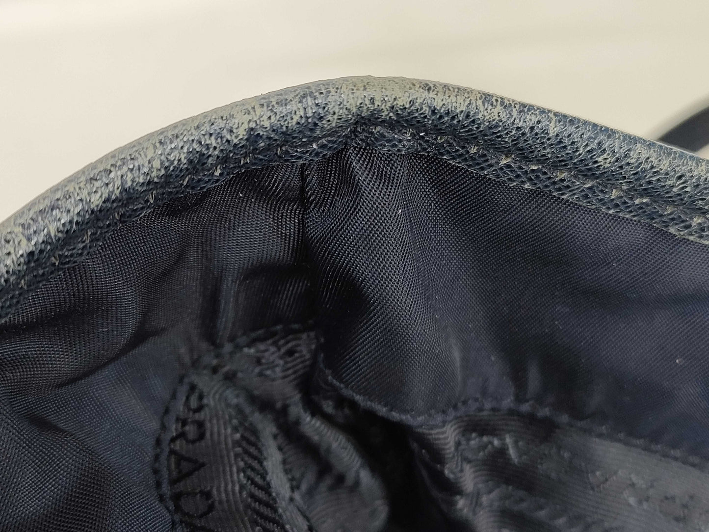 PRADA Nylon Prada Saffiano Combination Tote Bag Navy