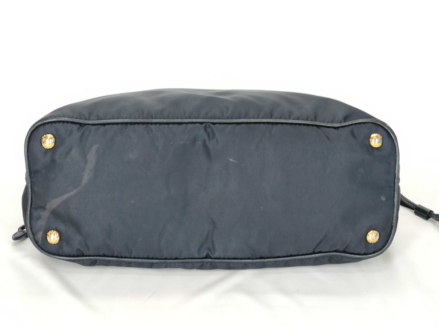PRADA Nylon Prada Saffiano Combination Tote Bag Navy