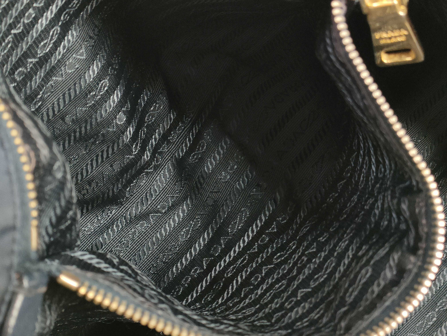 PRADA Nylon Prada Saffiano Combination Tote Bag Navy