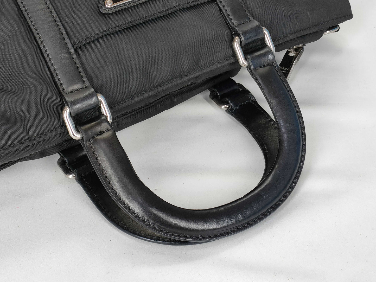 PRADA nylon Prada nylon calfskin black handbag