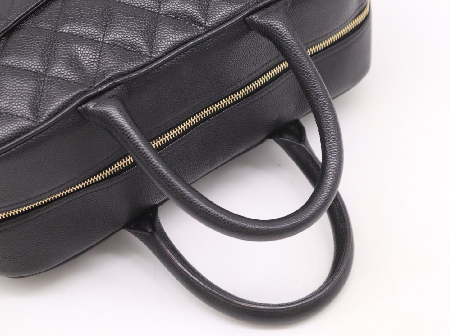 CHANEL A20997 Caviar Leather Bowling Bag with GD Hardware and Black Seal 10208571 Handbag