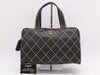 CHANEL Leather Wild Stitch Handbag Mini Boston Bag Black Seal Card 6537258 Handbag