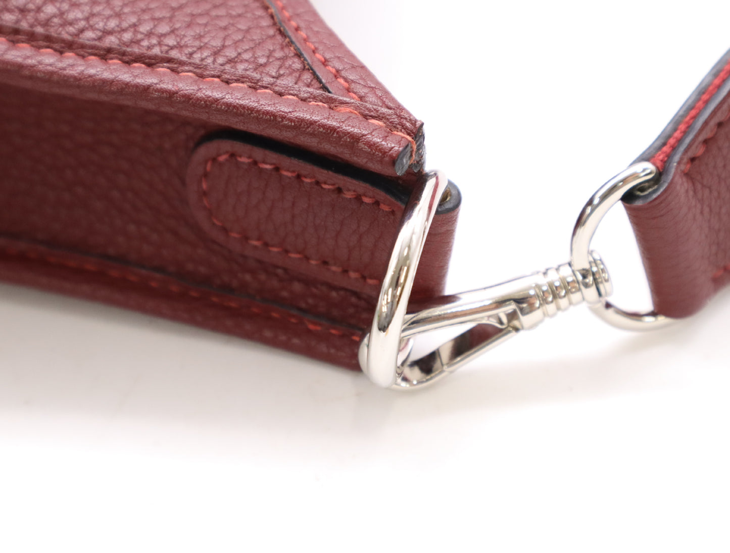 HERMES Evelyne 1PM Bordeaux Shoulder Bag with Silver Hardware, D Stamped, Year 2000, Box and Dust Bag Included