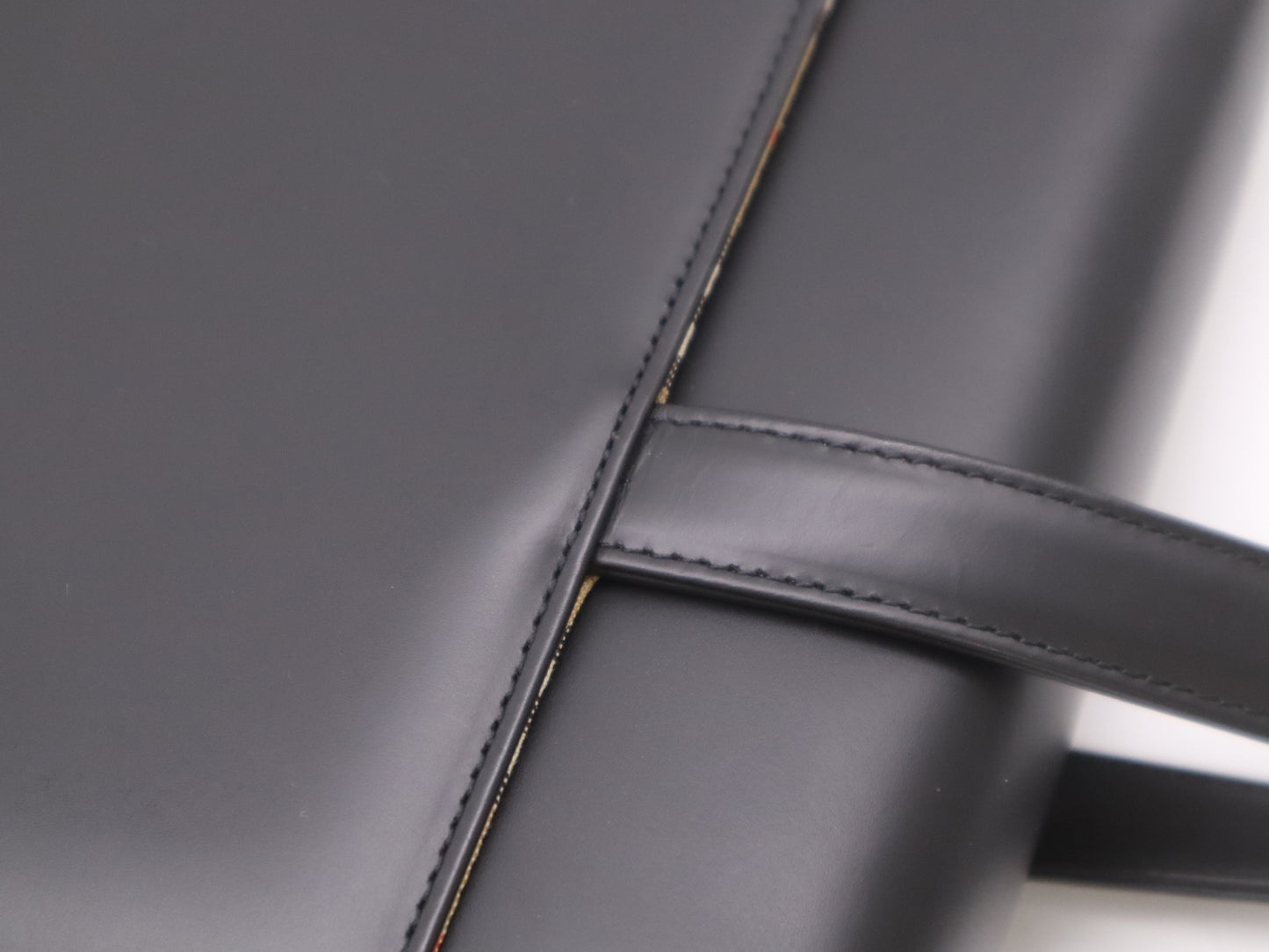 BURBERRY Canvas x Leather Nova Check Tote Bag Black Tote Bag