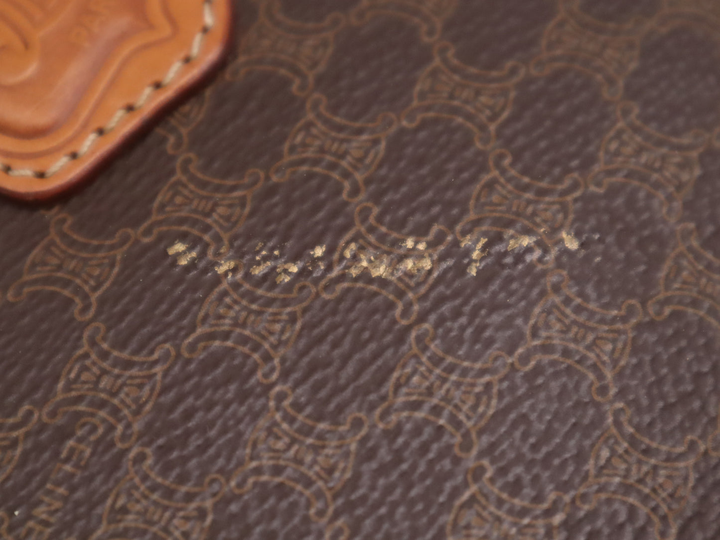 CELINE PVC and Leather Macadam Handbag with Triomphe Logo, Brown