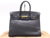 HERMES Taurillon Clemence B Stamped Birkin 35 Black Handbag with Dust Bag