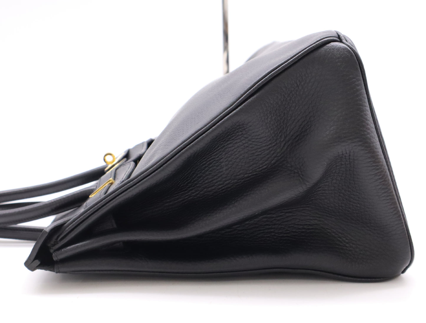 HERMES Taurillon Clemence B Stamped Birkin 35 Black Handbag with Dust Bag