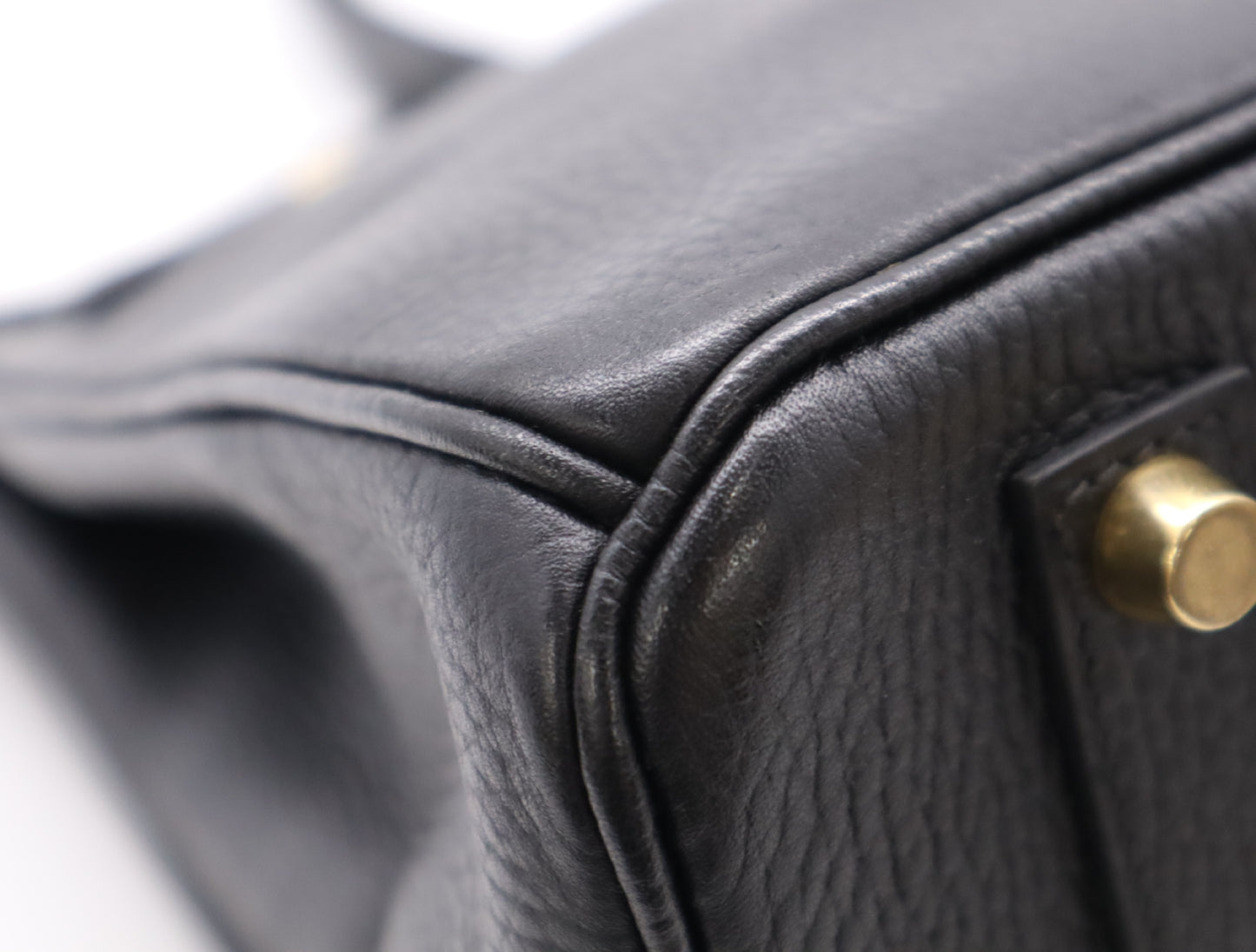 HERMES Taurillon Clemence B Stamped Birkin 35 Black Handbag with Dust Bag