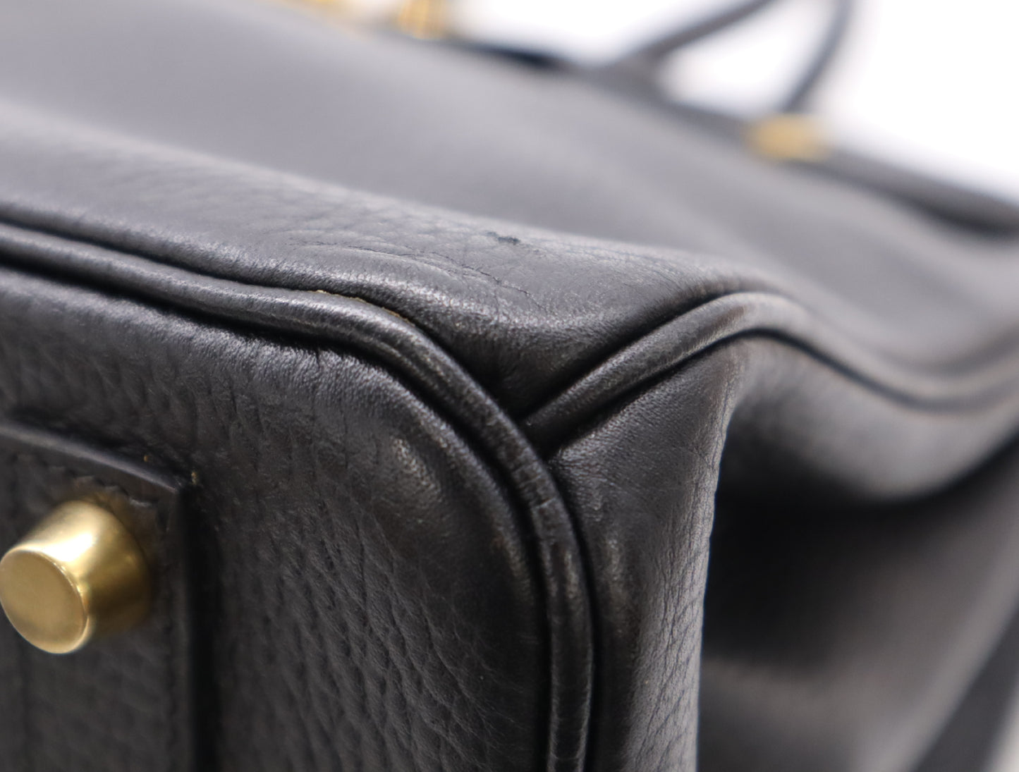 HERMES Taurillon Clemence B Stamped Birkin 35 Black Handbag with Dust Bag