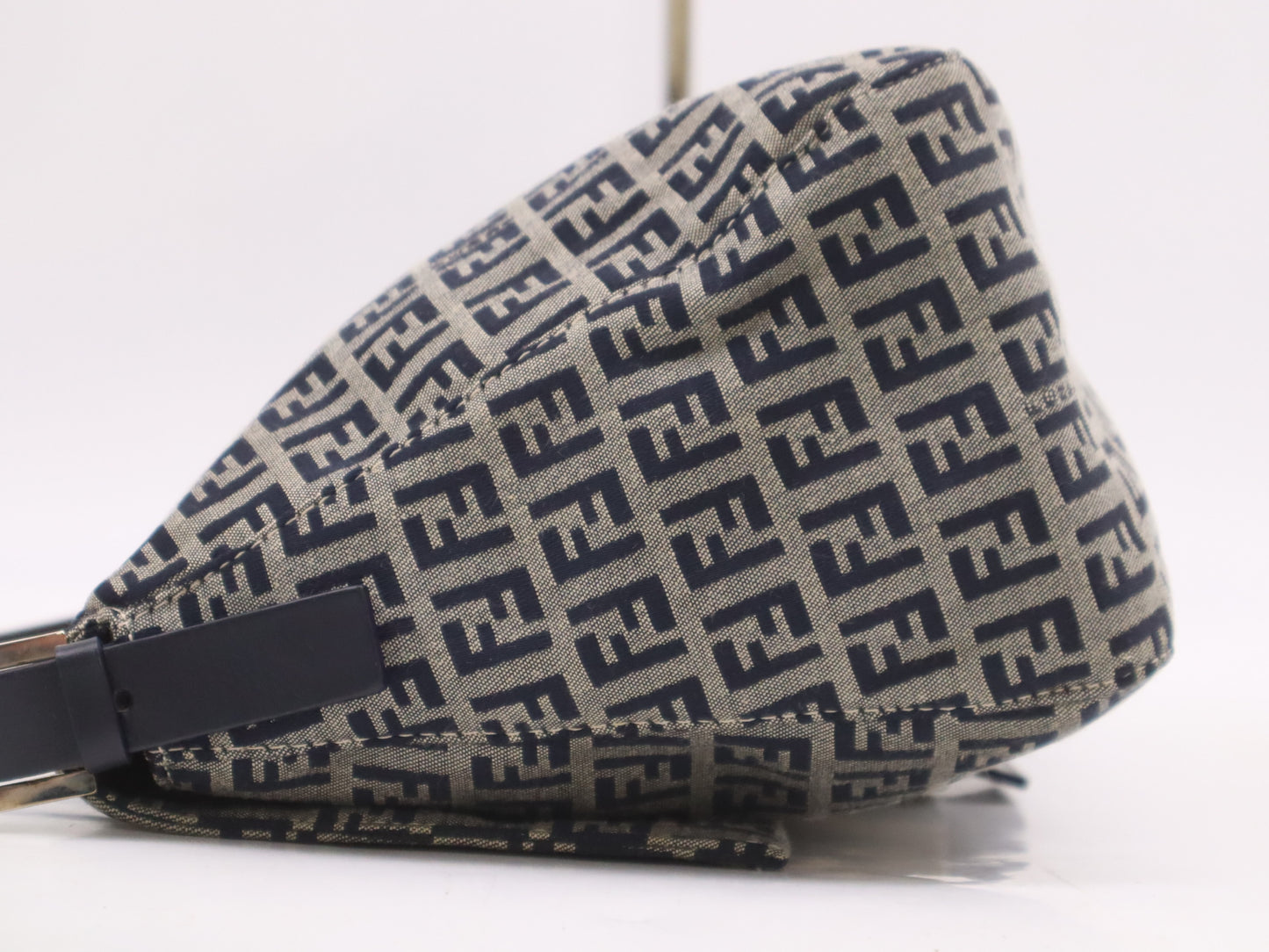 FENDI Canvas and Leather Zucchino Mamma Bucket Shoulder Bag, Gray